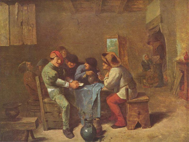 Adriaen Brouwer Kartenspielende Bauern in einer Schenke oil painting picture